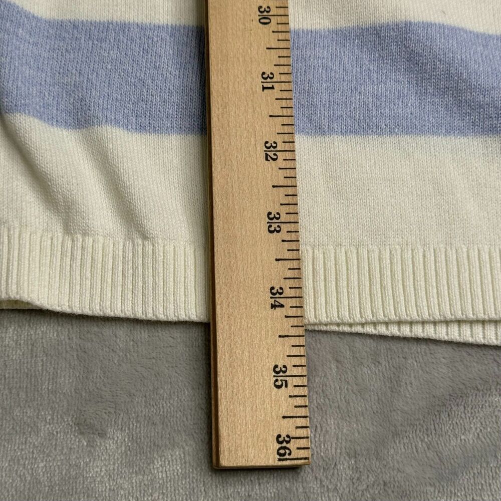 Talbots Sweater Womens MP Petite Blue White Stripe Open Front Longline Cardigan - Picture 10 of 10